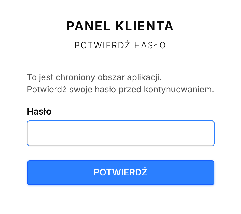 Potwierdzenie hasła przed zmianą ustawień 2FA