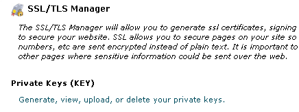 Generate, view, upload, or delete your private keys