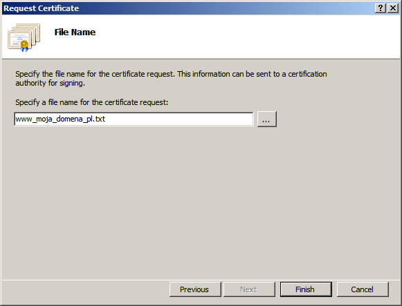 Request Certificate / File Name