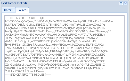 Certificate Details / Source tab
