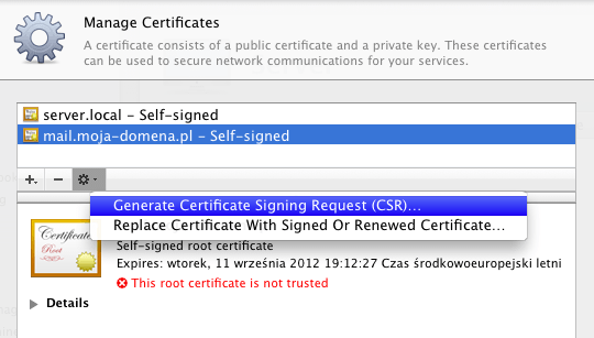 Generate Certificate Signing Request (CSR)...