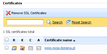 Select certificate name