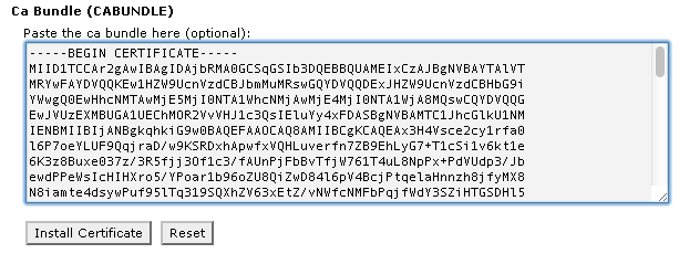 Ca Bundle (CABUNDLE) / Paste the ca bundle here (optional):