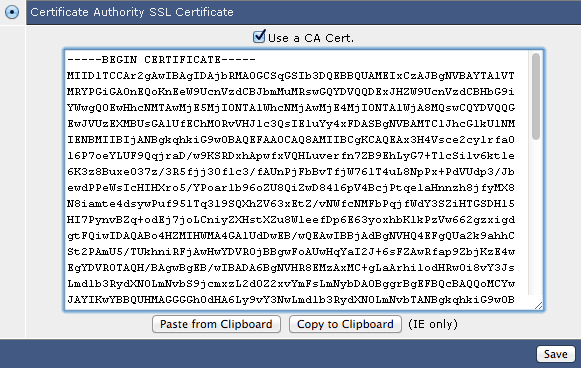 Certificate Authority SSL Certificate / Use a CA Cert.