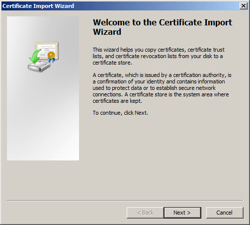 Certificate Import Wizard