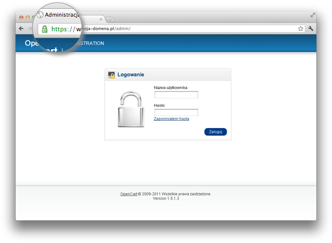 OpenCart Logowanie do panelu administracyjnego